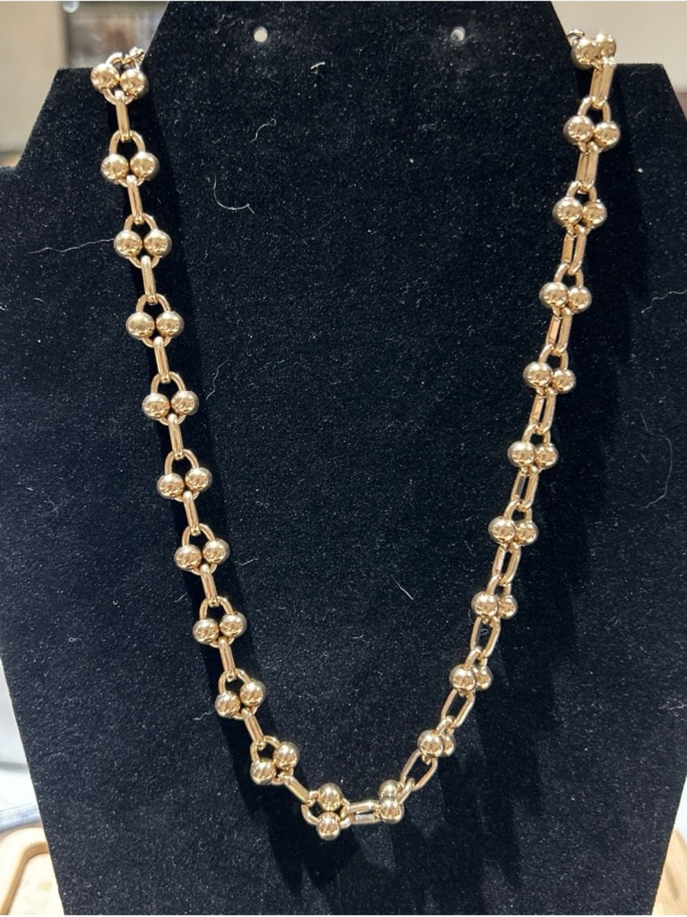 Gold color Bead Link Necklace - Elegant Women's Jewelry